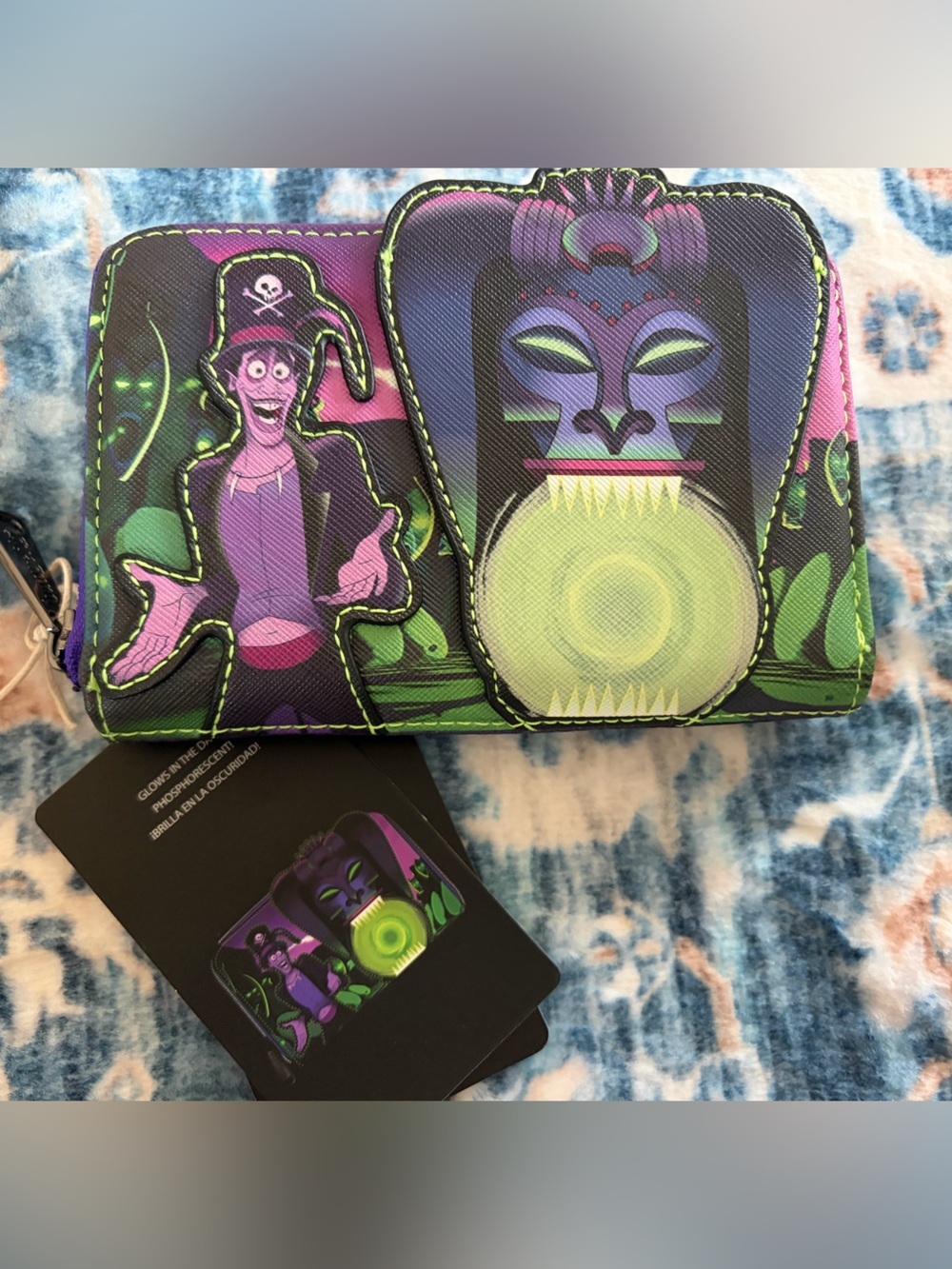 Loungefly Neon Dr Facilier Glow Zip Wallet - Purple, Green, Black